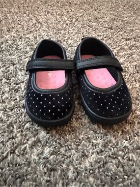 Infant Black Mary Jane Shoes with Pink Insole